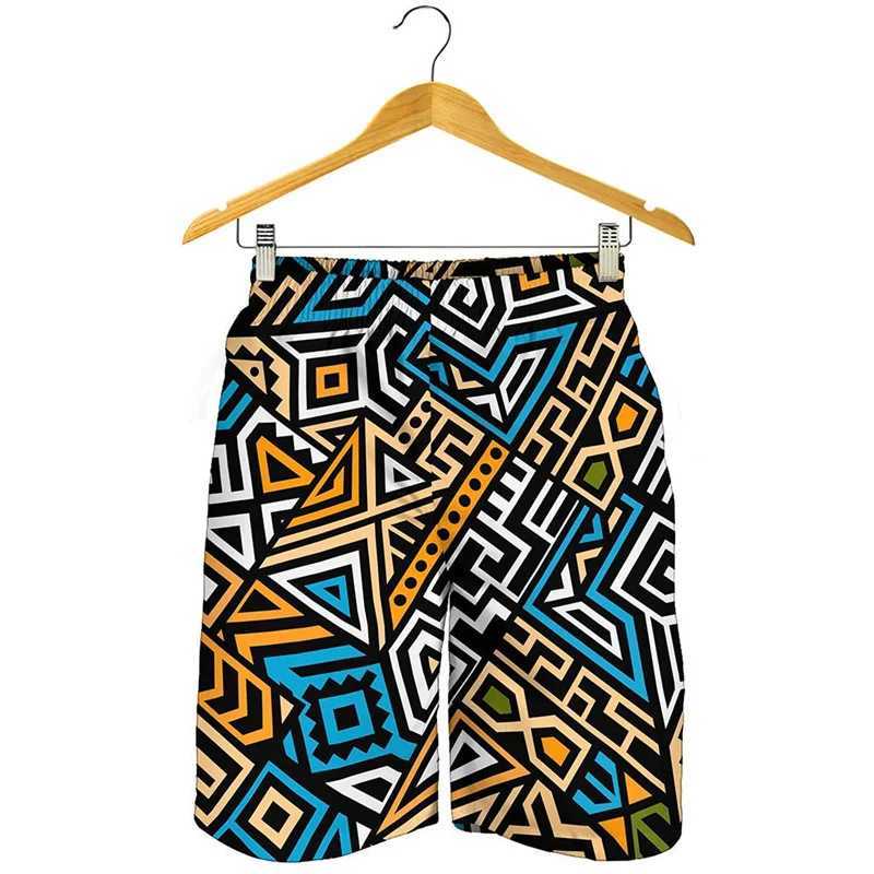 Men's Shorts Vintage Tribal Aztec 3D Print Graphic Beach Shorts Men Board Shorts Summer Vacation Swim Trunks Quick Dry Street Short Pants z250219