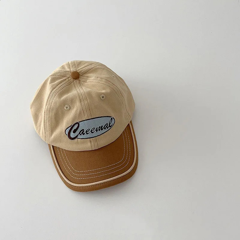 Fashion Letter Kids Baseball Caps For Girls Boys Korea Autumn Childrens Cap Simple Color Embroidery Kids Sun Hat 250219