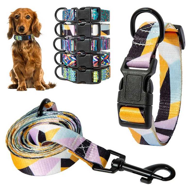 Bohemia Style Dog Collar and Leash Set for Small Medium Large Dogs Adjustable Puppy Cat Walking Collars Pet Supplies AccessoriesXJ250218
