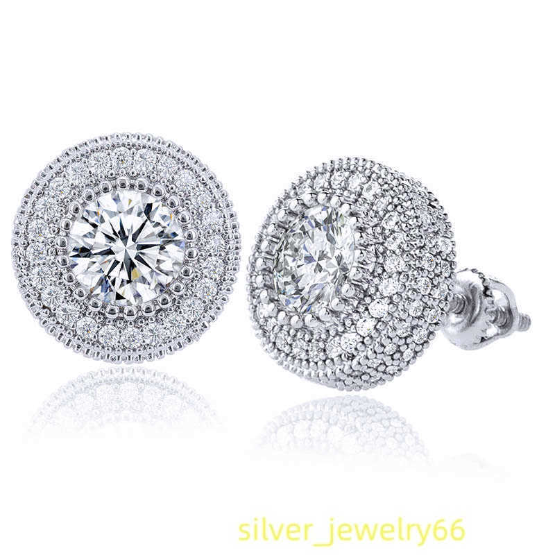 Luster Jewelry Dazzling Fashion Moissanite Diamond Hip Hop Style Round Cut S925 Earrings for Men