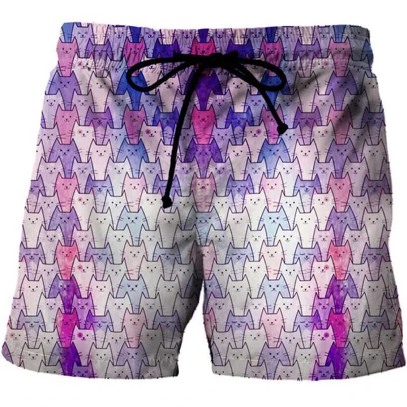 3D Cats Print Shorts Men Women Kid Fashion Y2k Leisure Oversize Short Pants Summer Cool Mens Swim Short Sport Beach Shorts W250219