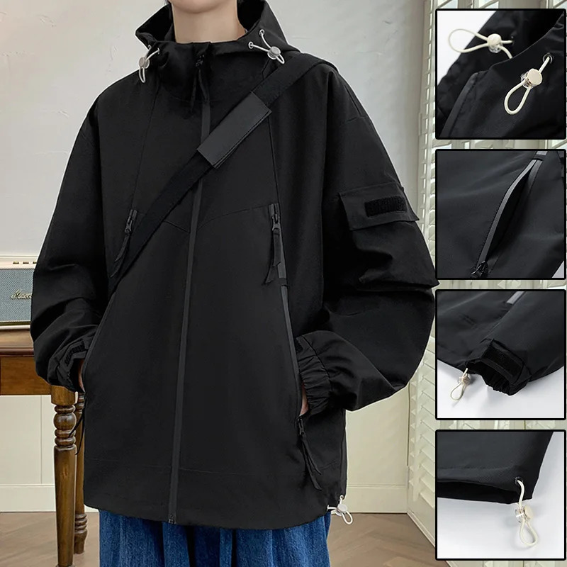 Autumn Mens Jacket Korean Fashion Casual Hooded Coat Spring Wearresistant Outdoor Jackets Street Trend Large Size M8XL 250210