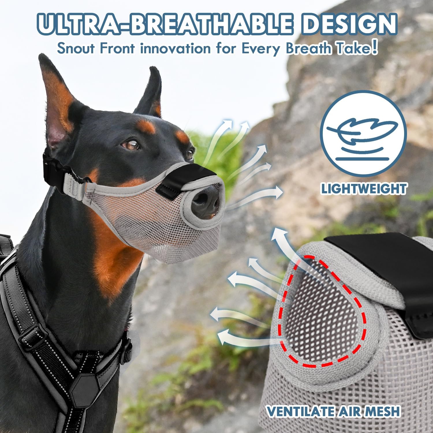 Adjustable Comfort Muzzle for Pets Securely Designed to Block Unwanted Behaviors while Enabling Consumption
