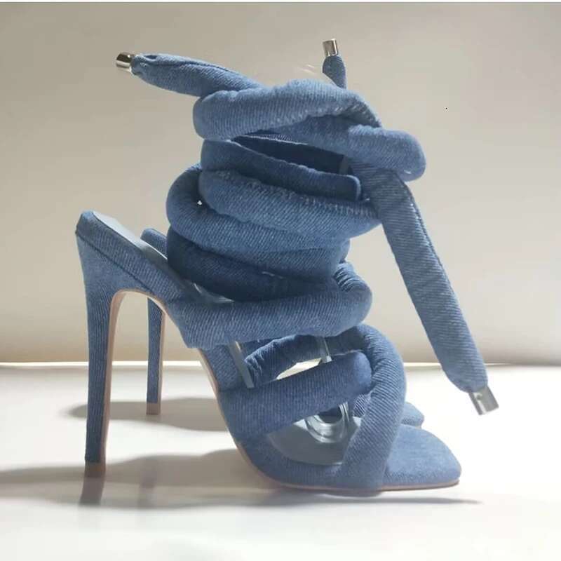 Summer sexy strap women sandals high thin heel square toe slides
