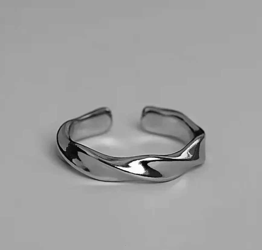 Mobius Wave Ring Silver Color Alloy Open Ring For Women Simple Retro Men Jewelry Trend Accessories Mobius Wave Ring Silver ColorXJ250219