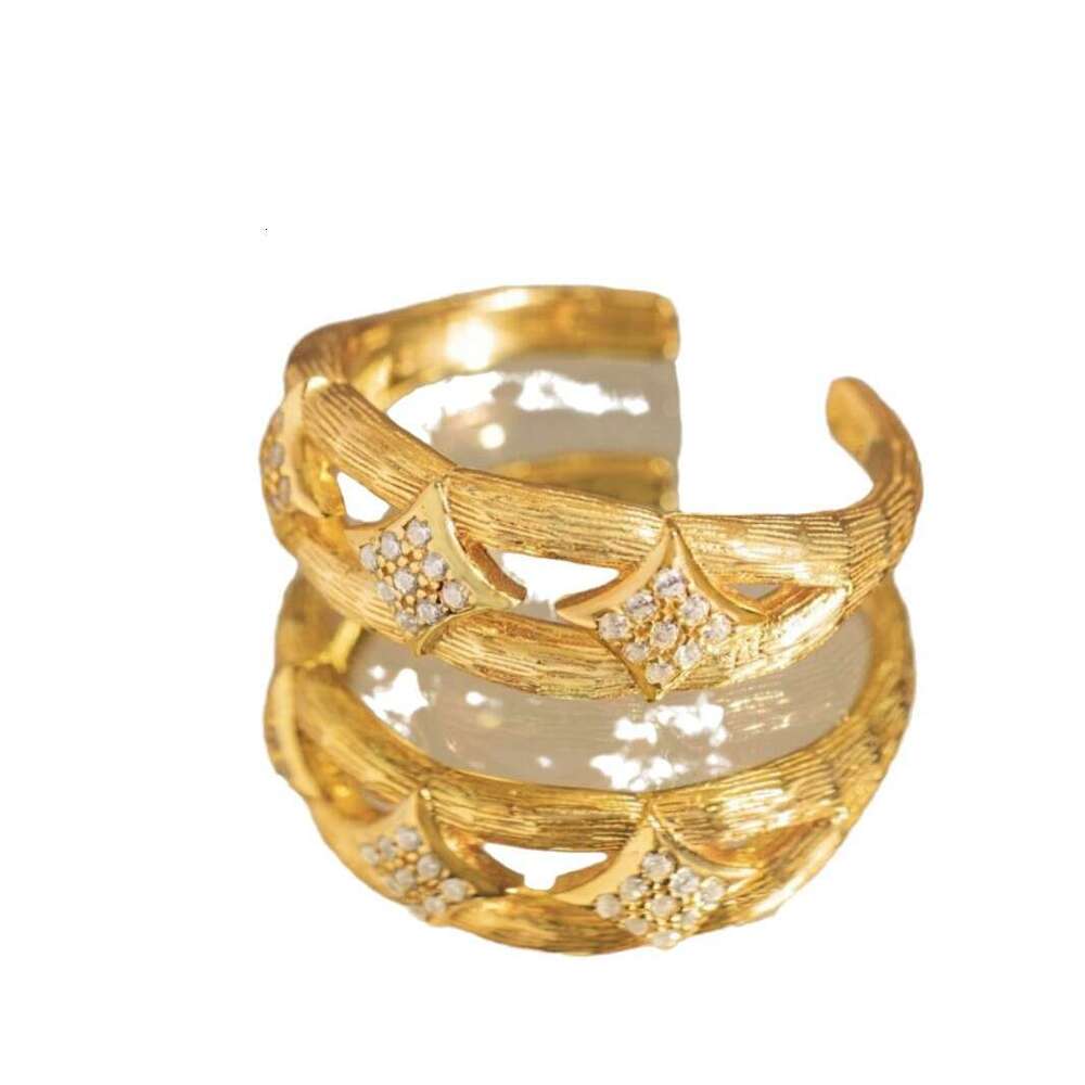 Nebula pure silver women's Buchi style handmade brushed ring, light luxury high-end lace edge paired ring