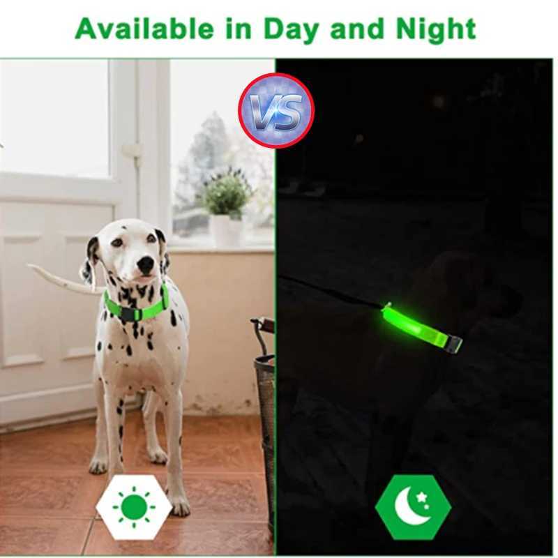 USB Rechargeable Luminous Collar Adjustable Led Glowing Dog Collar for Large Small Dogs Cat Night Light Collar Pet Safety Harnes W250219