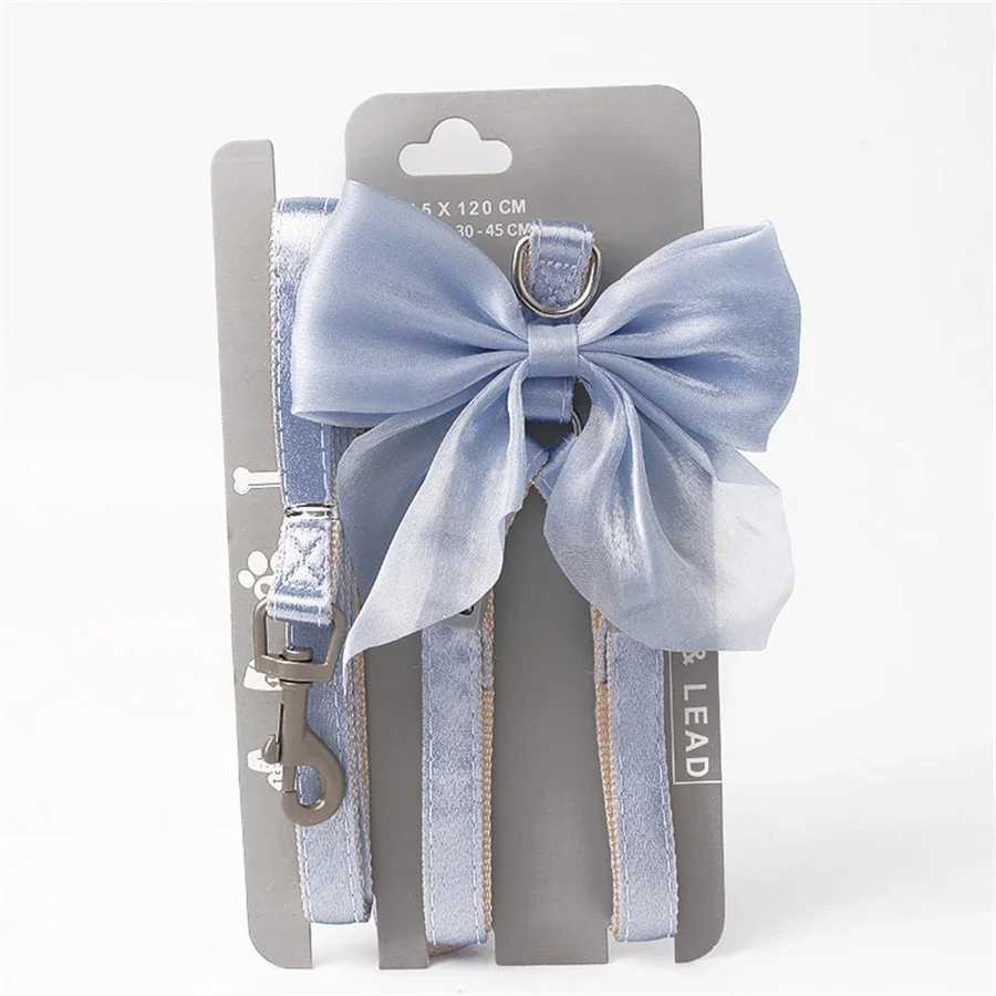 Dog Strap Leather Evening Dress Bow Neck Set Adjustable Cute Dog Strap Suitable for Small and Medium Pet Cat Collar Leather OutdXJ250218