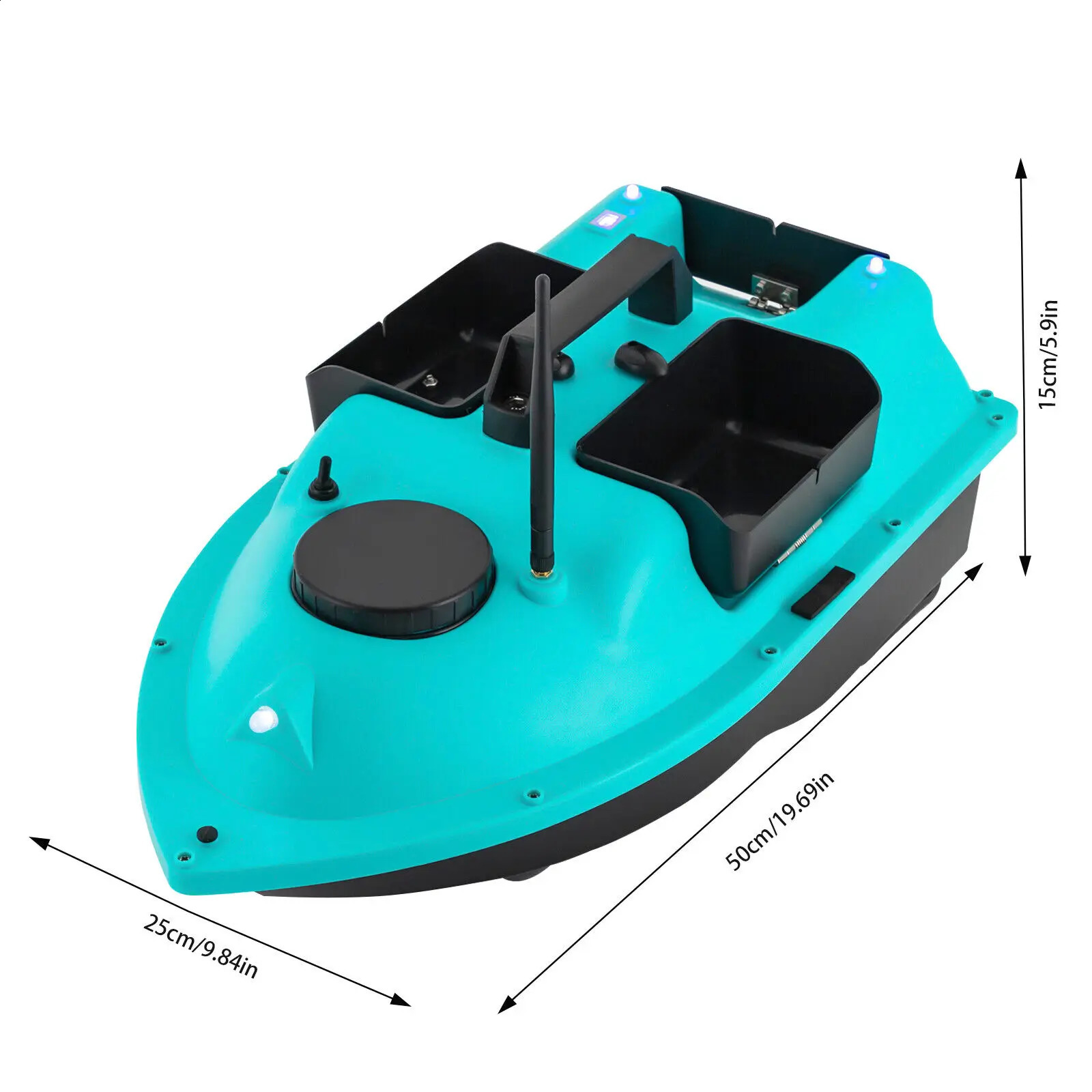 600m Fishing Bait Boat GPS Remote Control 90min Standby Lithium Battery Blue 250218