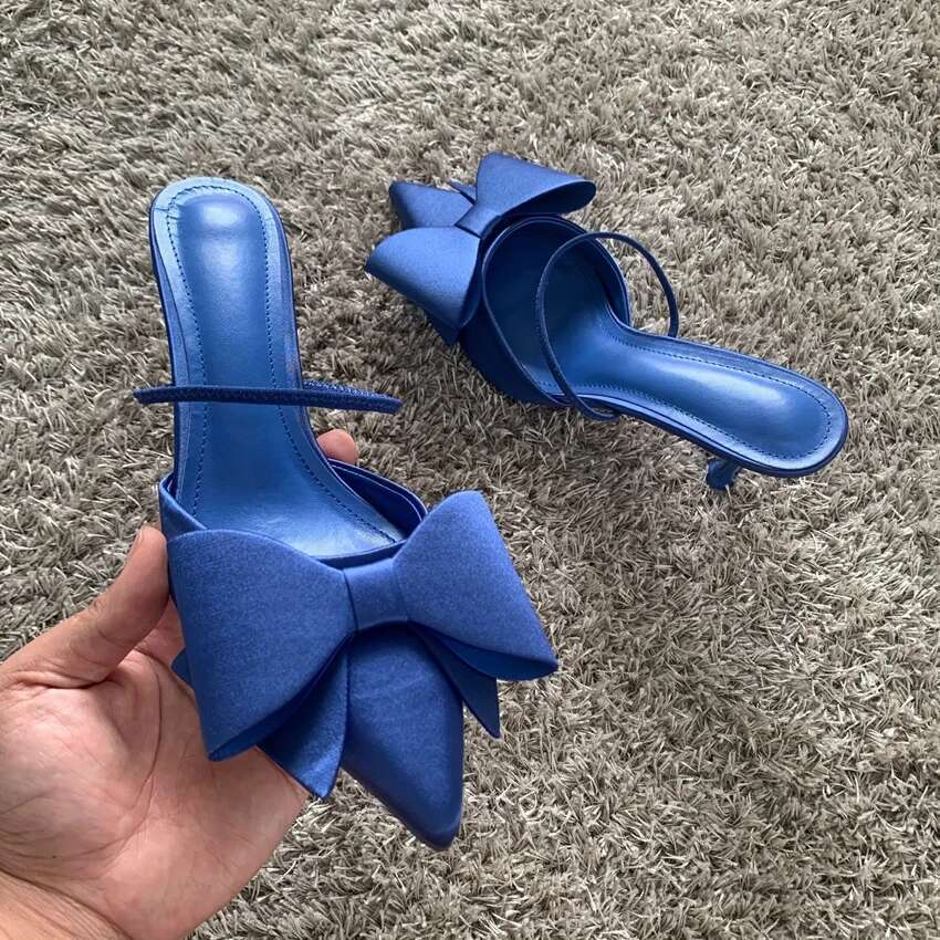 Women's Shoes 2024 New Fashion Bow Sgback Heels Sexy Dress Stiletto Pointed Toe Women High Heel Sandals