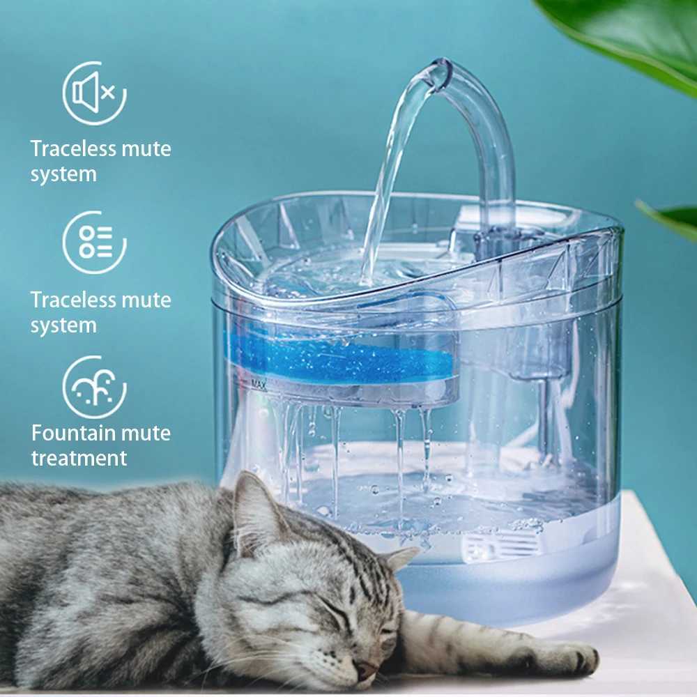 Dog Feeders Cat water dispenser automatic sensor faucet fountain food grade transparent plastic dog water dispenser H250218
