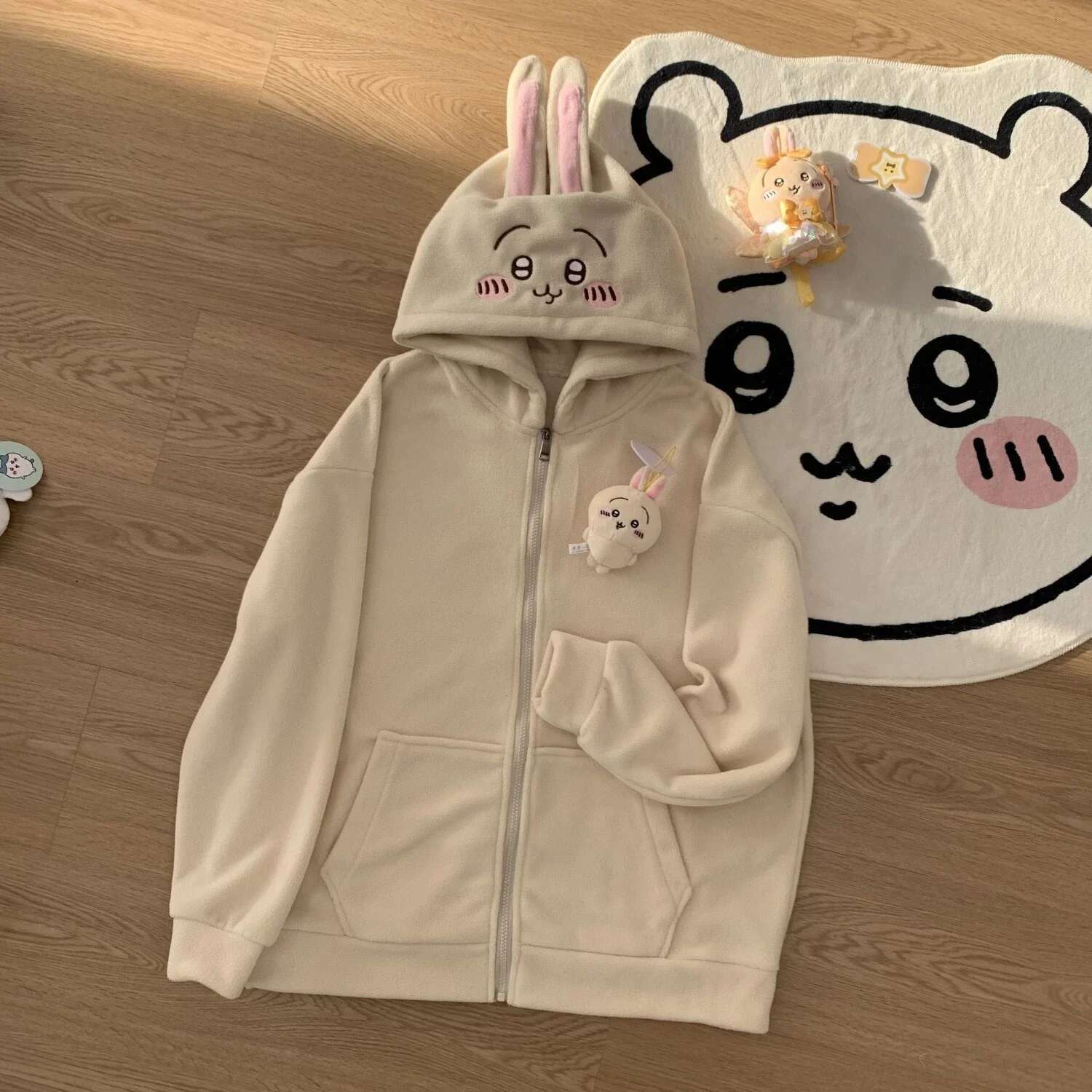 Kawaii Y2K Clothes Zipper Jacket Womens Fashion Haruku Gothic Cartoon Anime Embroidery Oversized Hoodie Sweatshirt