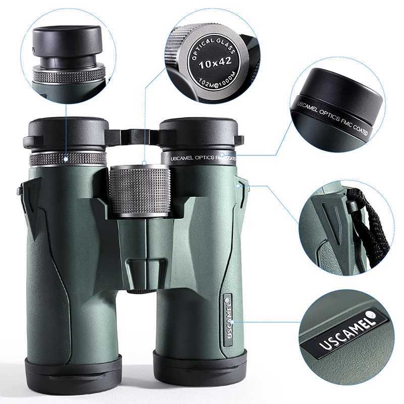 USCAMEL 10x42 8x42 HD BAK4 Binoculars Military High Power Telescope Professional Hunting Outdoor Sports Bird Watching green bla Z250219