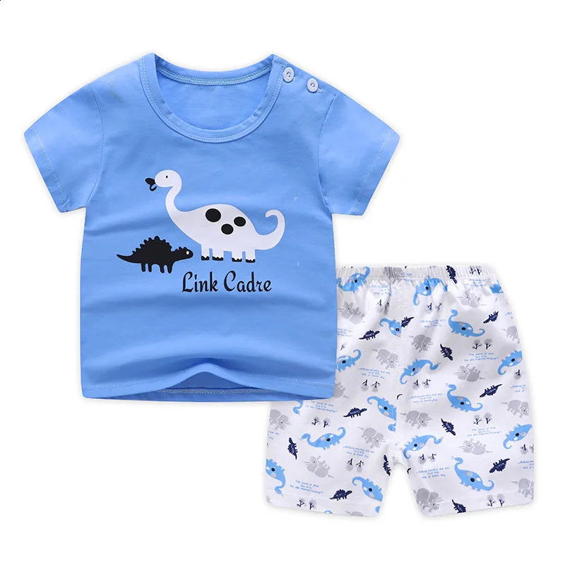Casual Kids Clothes 2 Piece Set Clothing Green Cool Boy T-shirt Shorts Clothing Boys Tracksuit Children Baby Clothes 250218