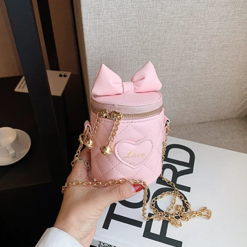 Girl bag wallet and handbag crossbody bag bow PU round shoulder bag fashion mini girl bag childrens bag 250219