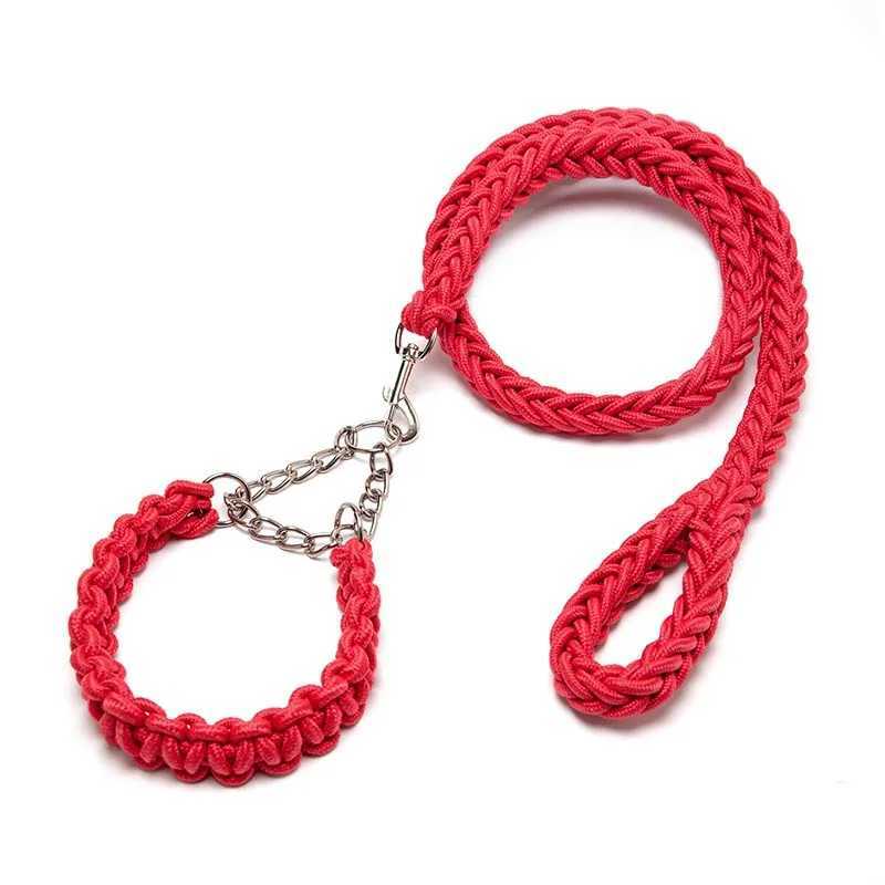 Braided Dog Collar Dog Leash Anti-impact P Chain Pet Leash Eight-strand Nylon Leash Dog LeashXJ250218