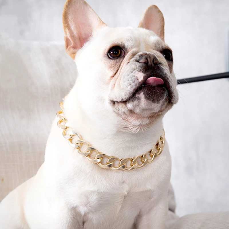 Gold plated plastic collars for dogs electroplated dog chains for bullfighting fashionable jewelry dog accessories for bullfighting W250219