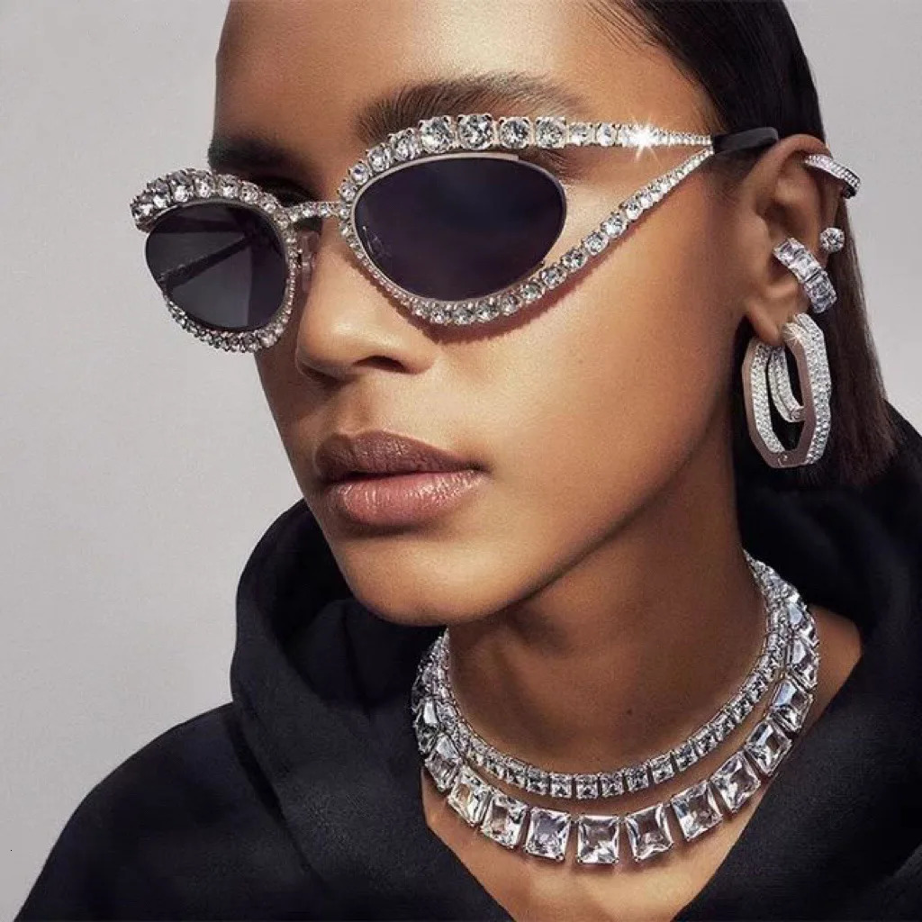 Fashion Vintage Y2K Diamond Sunglasses Women Cat Eye Sun Glasses Trending Sexy Ladies Shades UV400 250218