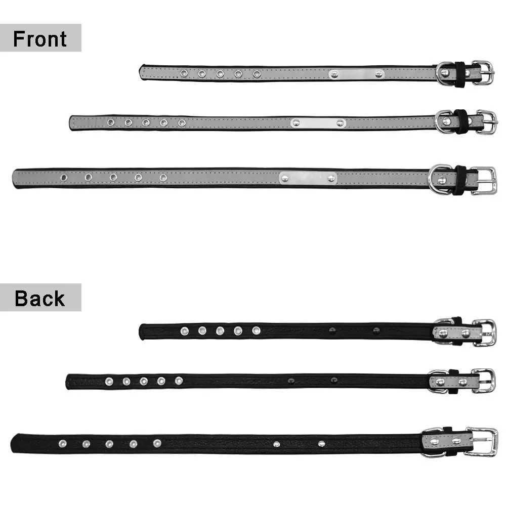 Personalized Reflective Pet Collar Dog Collars Puppy Name Plate Adjustable Free Ening Basic Leather Custom W250219