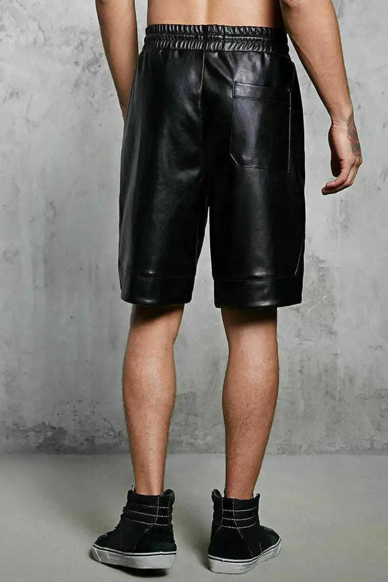 Mens Leather Shorts Genuine Soft Lambskin Sports Gym Causal Wear Pants ZL01 250219