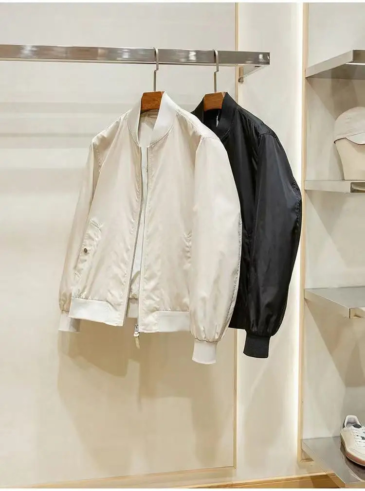 Simple and stylish spring mens baseball collar pilot jacket 250214