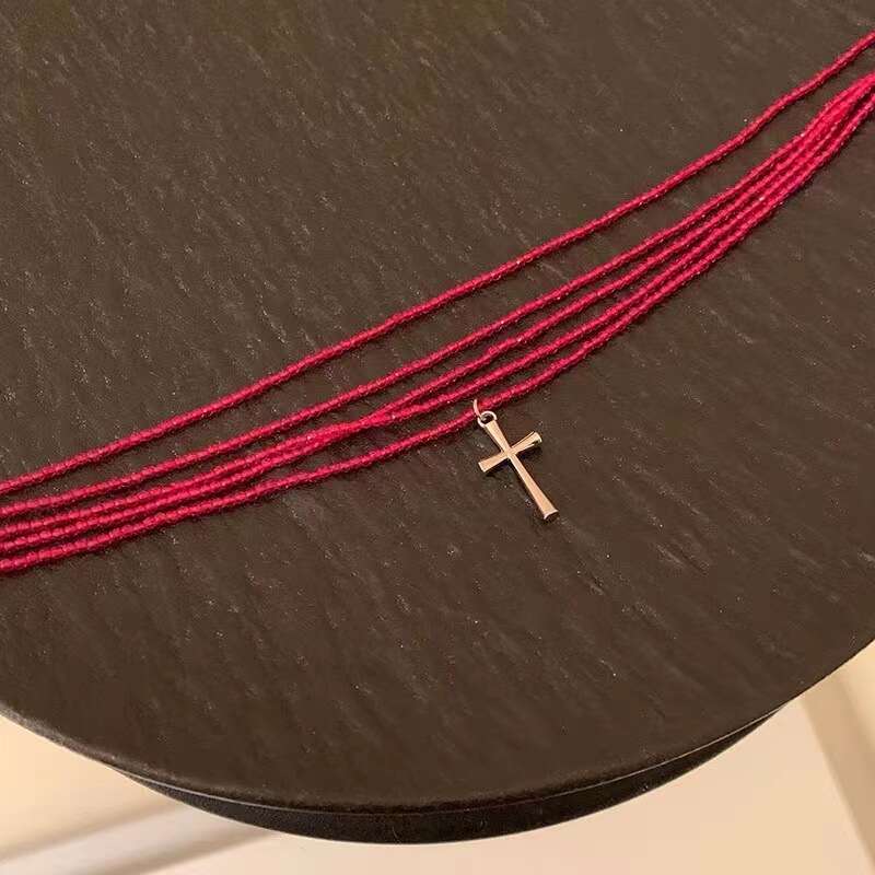 Cross Multi layer Stacked Bead Female and Male Subcultural Jewelry y2k Design Sense Clavicle Chain New