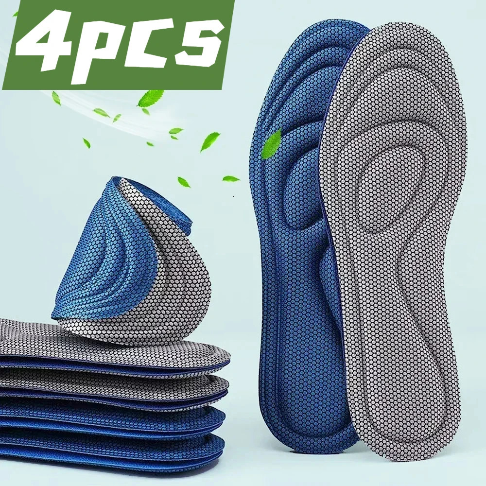 4pcs Memory Foam Orthopedic Insoles for Shoes Men Women Nano Antibacterial Deodorization Insole Sweat Absorption Running Cushion 250219