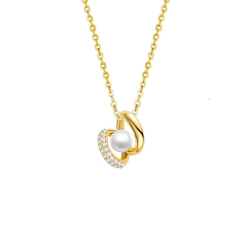 Interlocking Sterg Sier Necklace for Women with Small and Design, Light Pearl Collar Chain, Instagram Surrounding Planet Pendant