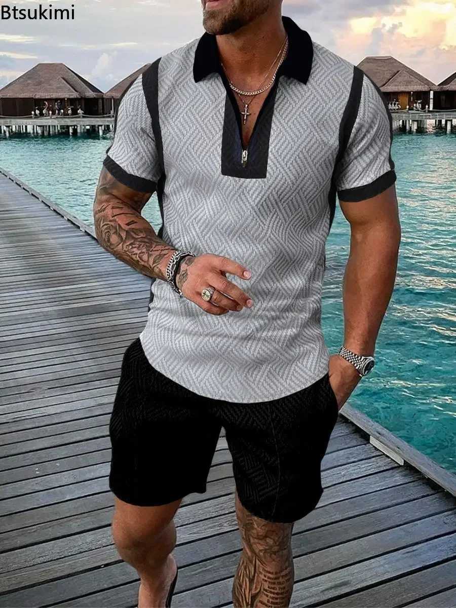 2025 Mens Summer Clothing Luxury Polo Shirts Short Sleeve Set Casual Man Shorts Tracksuit Outfits Social Golf Lapel T-ShirtsXJ250218