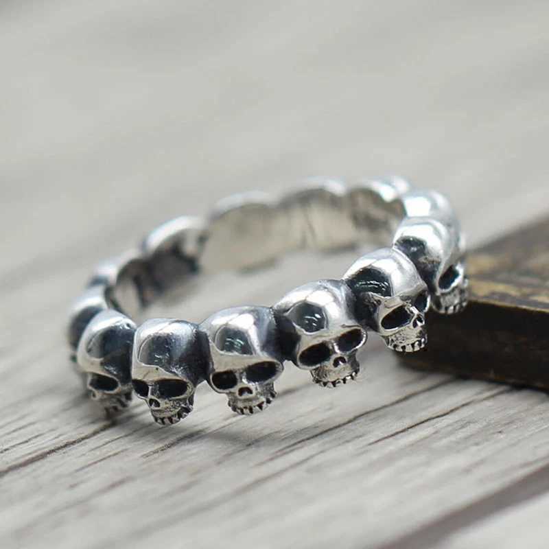 Huitan Punk Skull Ring for Men/Women Anti Metal Color Hip Hop Girls Boys Cool Finger Accessories Personality Gift Hot JewelryXJ250219