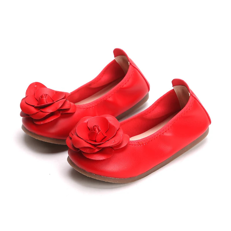 Kids Leather Shoes Spring Fashion Flower Little Girl Shoes Soft Bottom Children Girls Dancing Shoes SMG023 250219