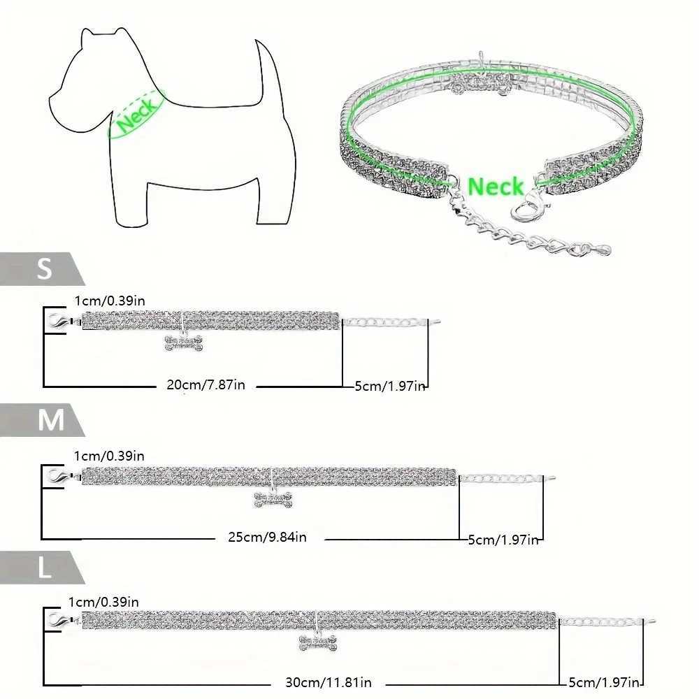 Bling Bone Pet Collar-Adjustable Necklace for Small Dogs and Cats-Cute and Fancy Accessory for Puppies-Adds Style and Glamour W250219