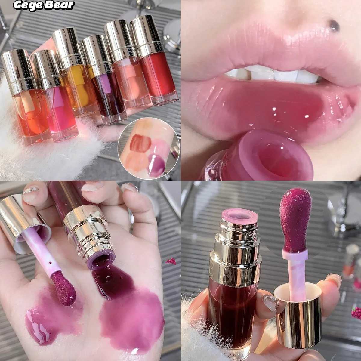 6 Colors Moisturizing Liquid Lipstick Jelly Cherry Red Pink Lip Gloss Sexy Non Sticky Cup Lip Tint Lasting Korean Lip Oil MakeupW250219