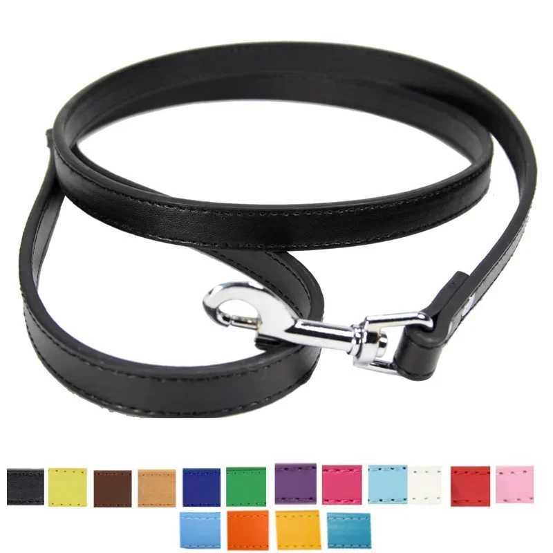 Leather Cat Dog Leashes Colorful Puppy Walking Leashes Harness Collar Lead Rope For Small Medium Large Dogs Pet Supplies 1.2MXJ250218