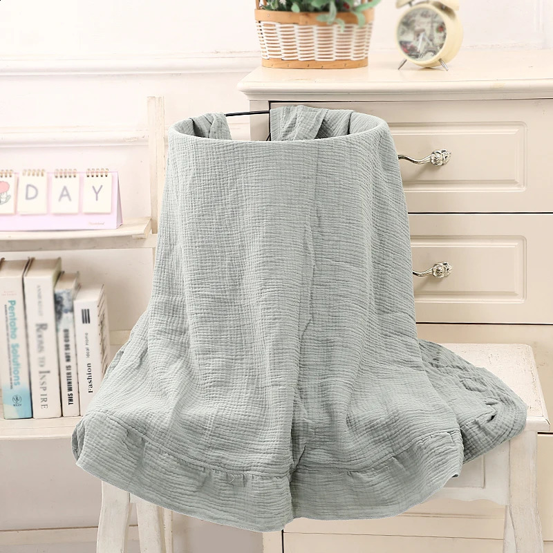 100% Organic Cotton Baby Wrap Gauze Ruffle Infant Blanket Kid Soft Breathable Wrinkle Comfortable Blanket Infant Security Cover 250218