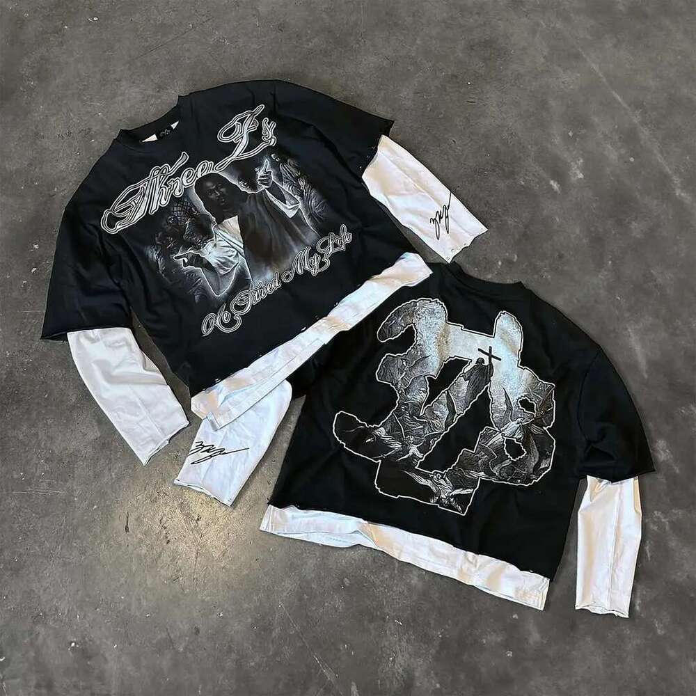 Y2k retro new hip-hop pattern printed men oversized T-shirt street short sleeved casual punk couple haruku y2k top