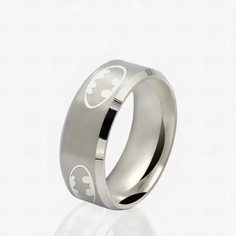 8mm Fashion Laser Bat Rings Stainless Steel For Men Anti Stress Lucky Jewelry Gift WholesaleXJ250219