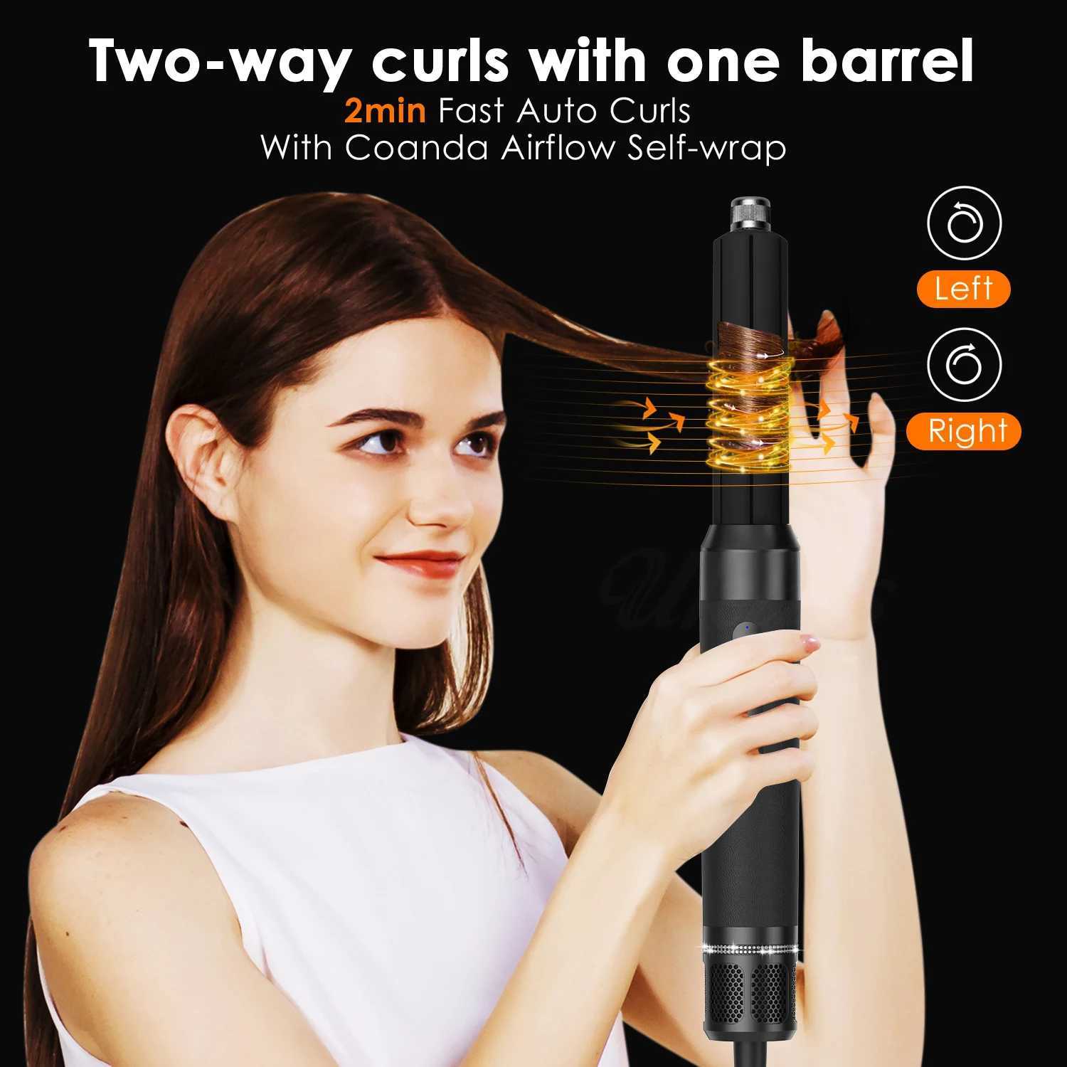 Brushless High Speed Hair Dryer 7 In 1 Hair Dryer Brush with Diffuser Ionic Blow Dryer Hot Air Styling Comb Auto Hair Curler M250219