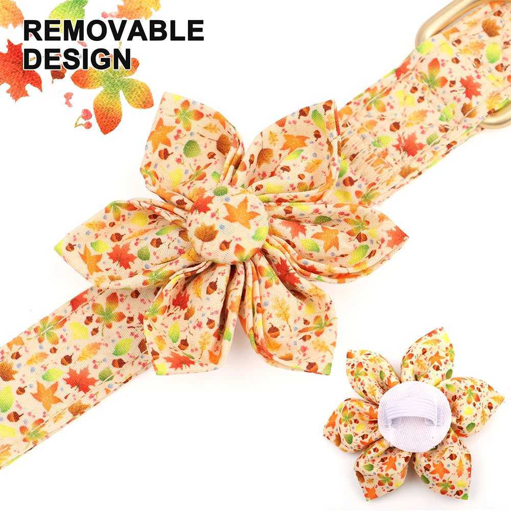 Personalized Dog Collar Nylon Printed Dog Collars Puppy Collars With Flower Accessories Custom Necklace For Small Large Dogs Pug W250219