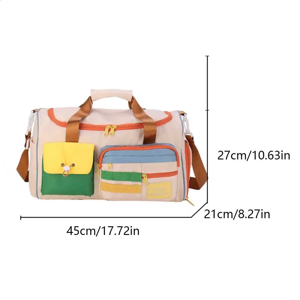 Sports Gym Bag Contrast Color Business Travel Large Capacity Overnight Luggage with Shoe Compartment for Outdoor 250118