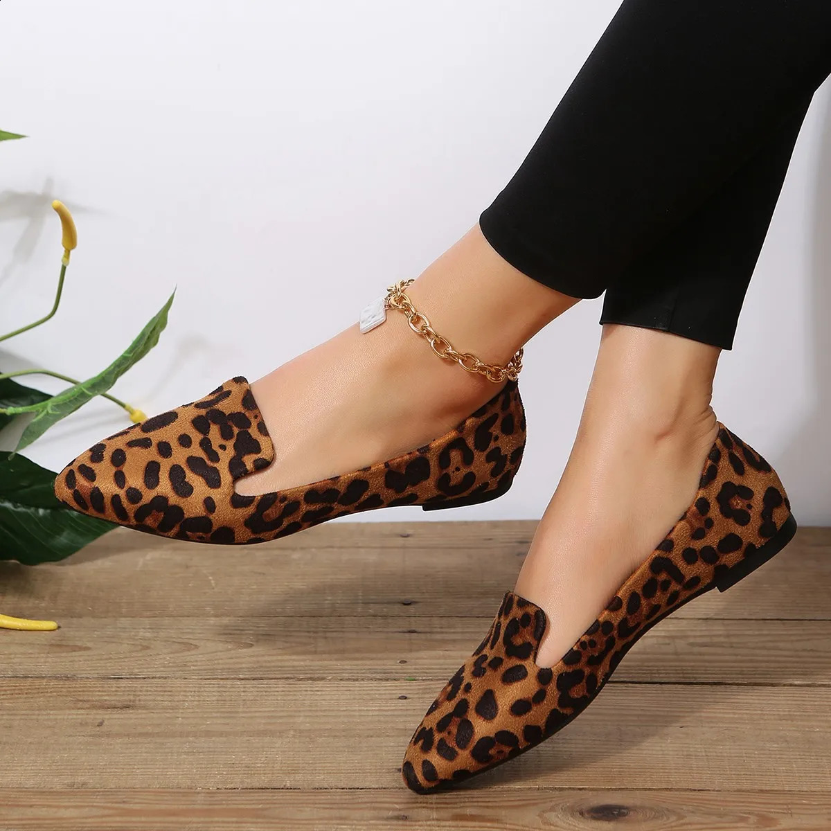 BCEBYL Loafers Flats Leopard Pointed Toe Casual Women Shoes Comfortable Walking Mujer Zapatos Wear-resisting 250122