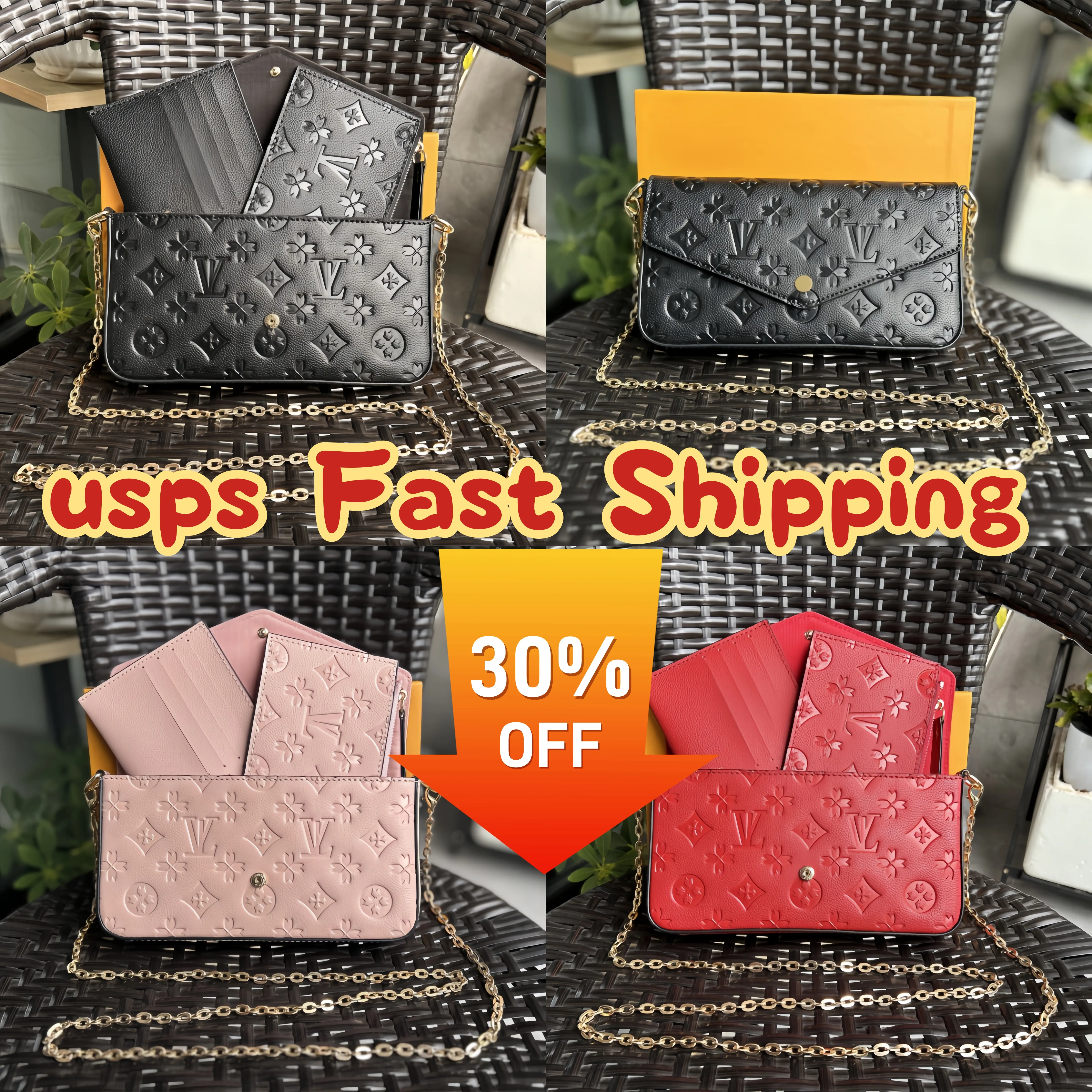 Luxurys Designer Bag 3 Multi FELICIE POCHETTE Chain Bags Handbags Crossbody Purse Fashion Women Shoulder Bags Lady The Totes Bag Wallet Female backpack with box
