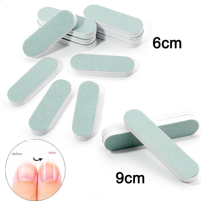 50/100 Pcs/Lot Nail Buffer Polishing Strip Green/White Sanding 600/3000 Sponge Manicure Tools Washable Buffing Blocks for Nails 250214