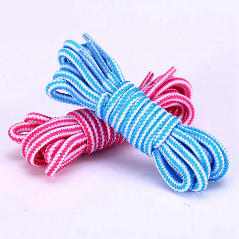 1 Pair Round Shoelaces Martin Boots Shoe Laces Striped Double Color Apply to High Gang Casual Shoes Cotton Shoelace 18 Colors 250219