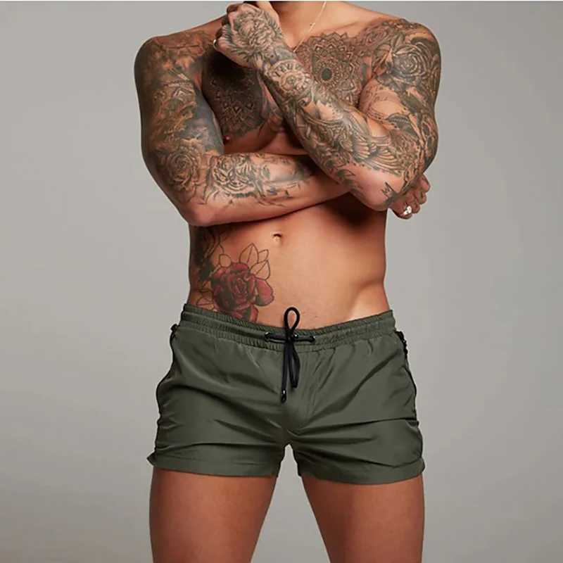 Mens Shorts Outdoor Running Pocket Drawstring Design Elastic Waist Solid Color Comfortable Breathable Cotton Blend Shorts W250219