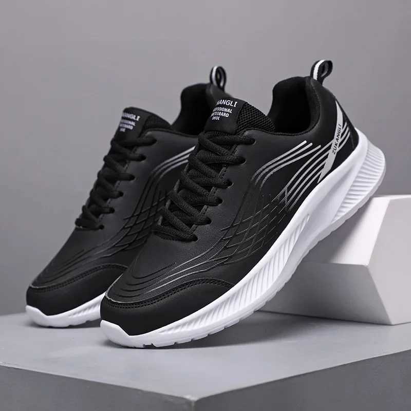 Running Shoes Men Big Size Casual Outdoor Flat Comfortable Walking Leather Tennis Shoes Lace-up Cheap Sneakers ManC250304