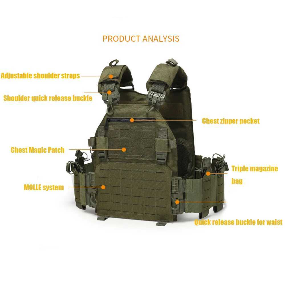 Tactical Vest With Triple Magazine Pouch Molle 1000D Waterproof Nylon Vest Adjustable JPC Molle Plate Carrier Hunting VestXJ250219