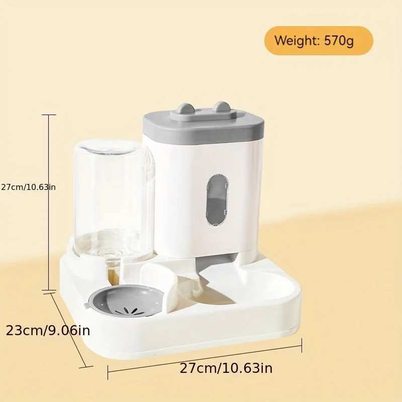 Dog Feeders Cat Food Water Dispenser Cat Feeder Non Wet Mouth Fully Automatic Two in One Plastic Automatic Water Dispenser H250218