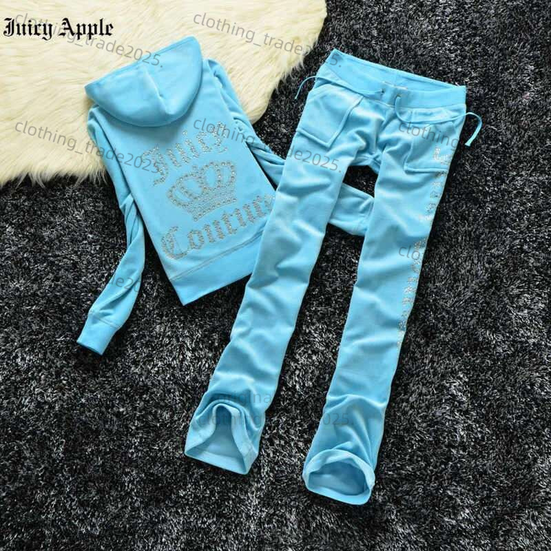 juicy tracksuit hoodie Lightweight and breathable Women Velvet 's Brand Velour Sewing Suit Track juicy hoodies and Pants Sets Apple juicy couture set 93d