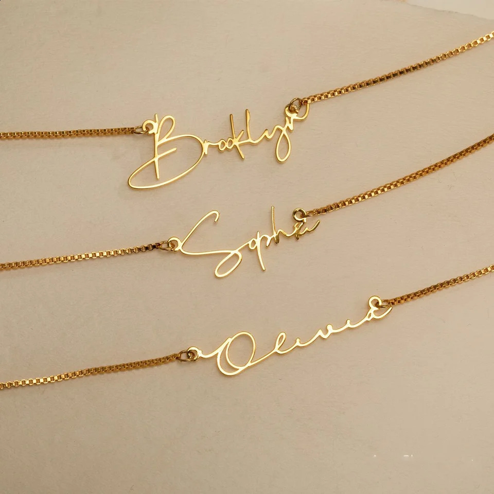 Personalised Gold Name Necklace with Box Chain Custom Handmade Jewelry Birthday Gift for Her Mom 250210